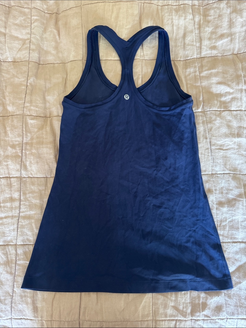 lululemon athletica White and Navy Racerback Tank Tops - Picture 3 of 5